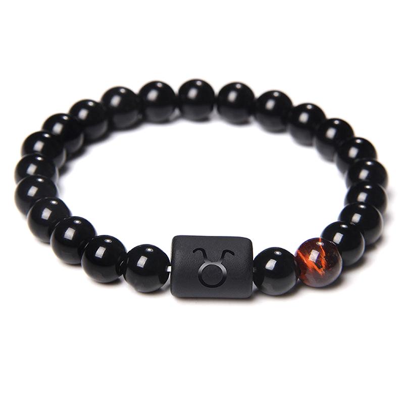 Natural Stone Beaded Bracelet 12 Constellation Couple Bracelet For Women Men High-Quality Elastic Rope Bracelet Jewelry Gifts