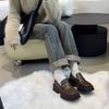 Retro Thick-soled Square-toe Women's Loafers Black British Style Versatile Spring Single Shoes Small Leather 2025