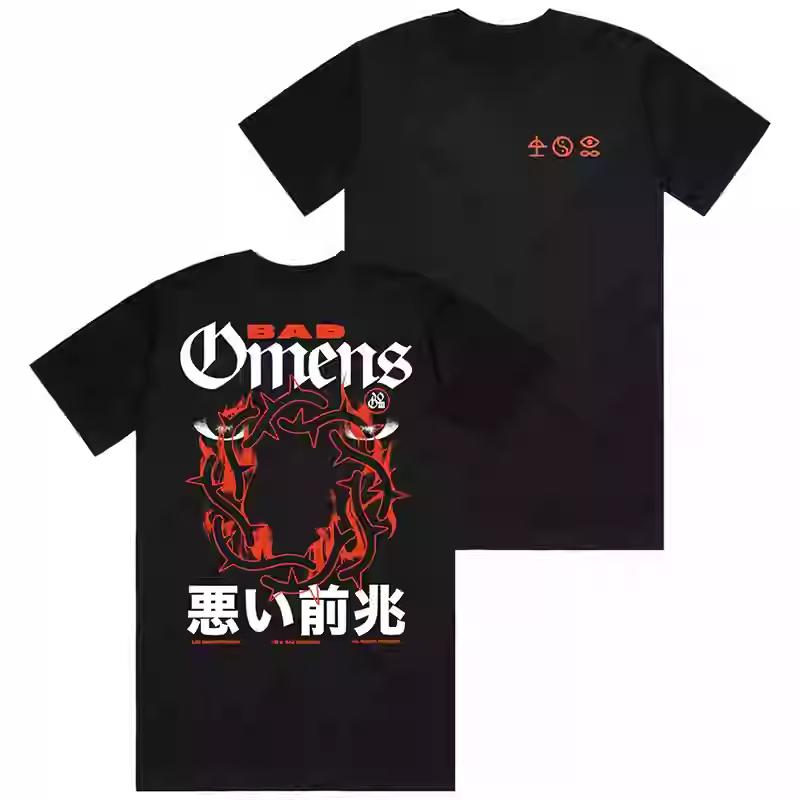 

2025 Лето Новый Y2K Топ Футболка Bad Omen Bad Omens Band Metal Core Rock American Retro Повседневная мужская и женская футболка большого размера S