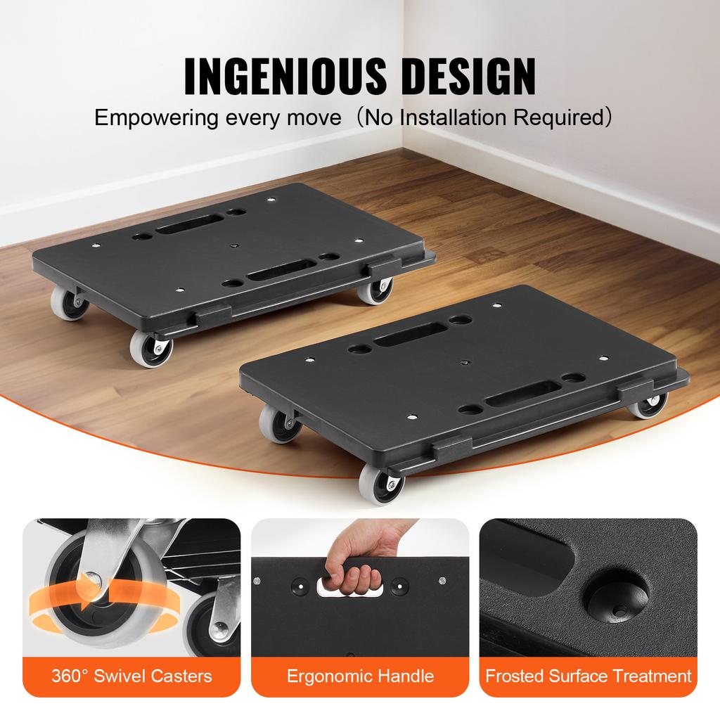 SucceBuy 2 Pack Furniture Mover Pallet Trolley 500 Lbs Each Count with 4 Wheels Small Flat Dolly Cart for Industrial Machinery