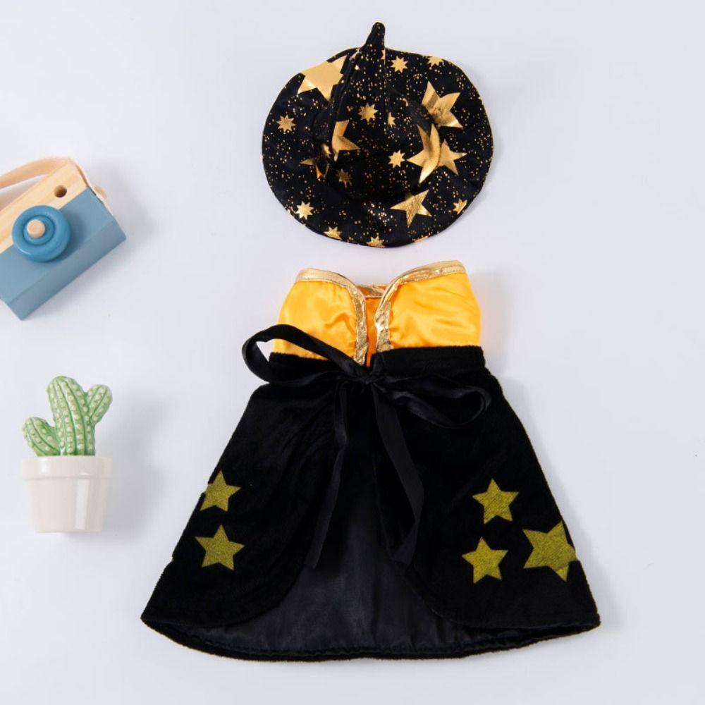 with Witch Hat Cat Cosplay Cloak Star Kitten Dress Funny Small Dog Knight Cape  Cat