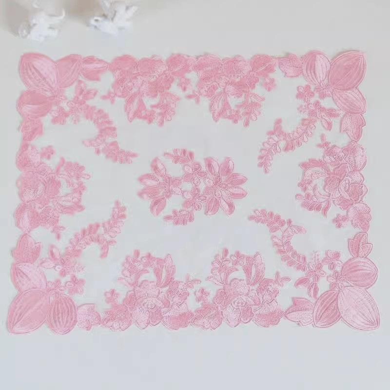 British style mesh embroidered rectangular fashion table mat Wine cup cup fruit bowl cover cupmat kitchen restaurant decoration for Nice Home