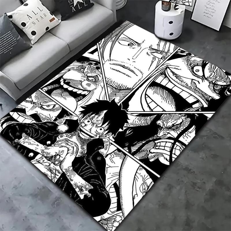 Alfombra de Monkey D Luffy para Sala de Estar, Dormitorio, Decoración de Sofá del Hogar, Alfombrilla Antideslizante para Jugar Niños