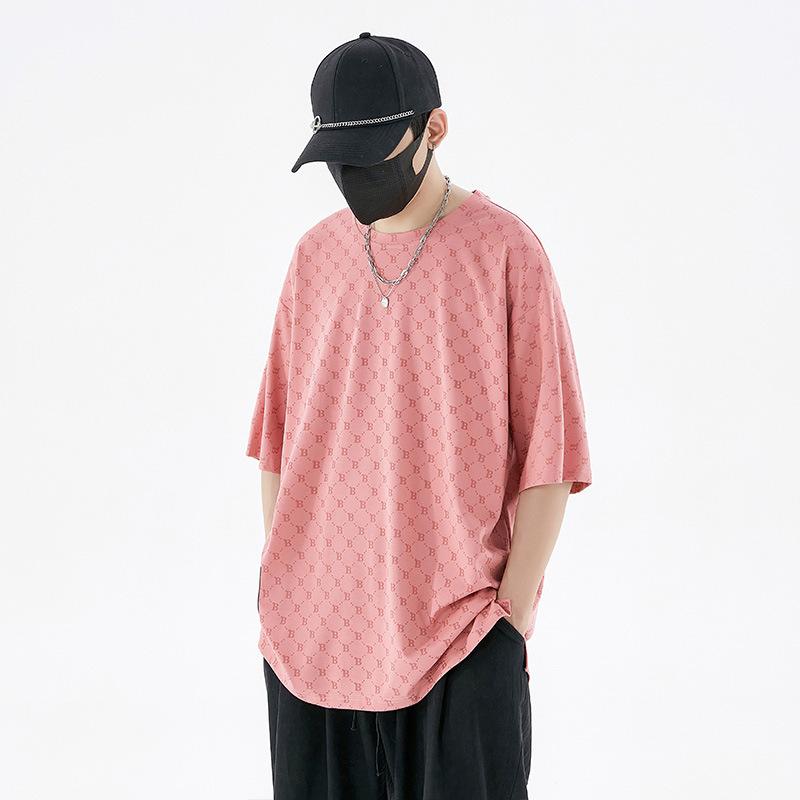 

Футболка с короткими рукавами Мужская американская футболка с короткими рукавами Весна и лето Хип-хоп Большие размеры Мужская летняя футболка Ice Sense Мужская футболка с короткими рукавами 8XL розовый