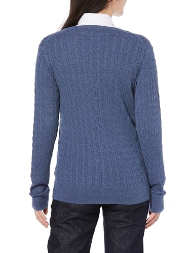 Amazon Essentials Women's Lightweight Cable Knit Crew Neck Long Sleeve Sweater, Heather Blue, Size XL