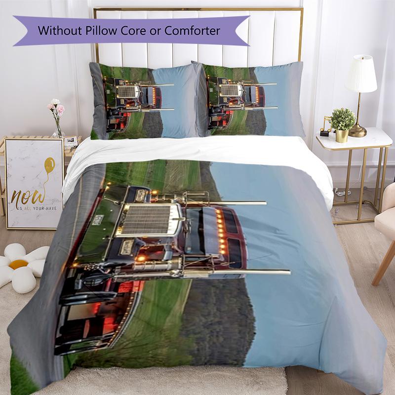 Ensemble de literie KW Camions Lourds Housse de couette respirante avec taies d'oreiller Décoration de maison Cadeau d'anniversaire