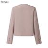 ZANZEA Women Casual Round Neck Long Sleeve Cardigan Blouse