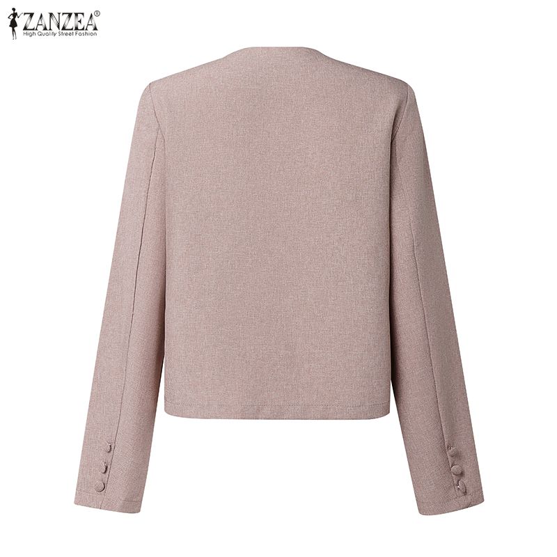 ZANZEA Women Casual Round Neck Long Sleeve Cardigan Blouse