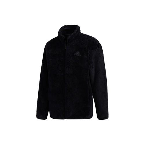 

adidas Solid Color Logo Loose-Fit Long-Sleeve Stand Collar Jacket for Men, Black L чёрный