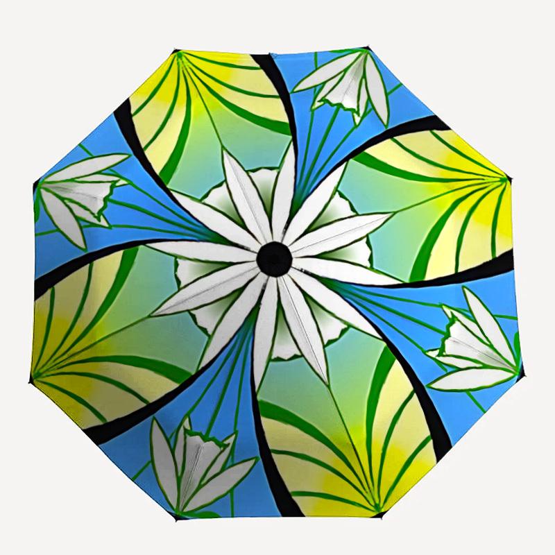 

1PC Floral Kaleidoscope Pattern Automatic Open/close Umbrella with 8-Rib Structure for Women/Men, All-Season Use - Fashion Lovers yy250919030