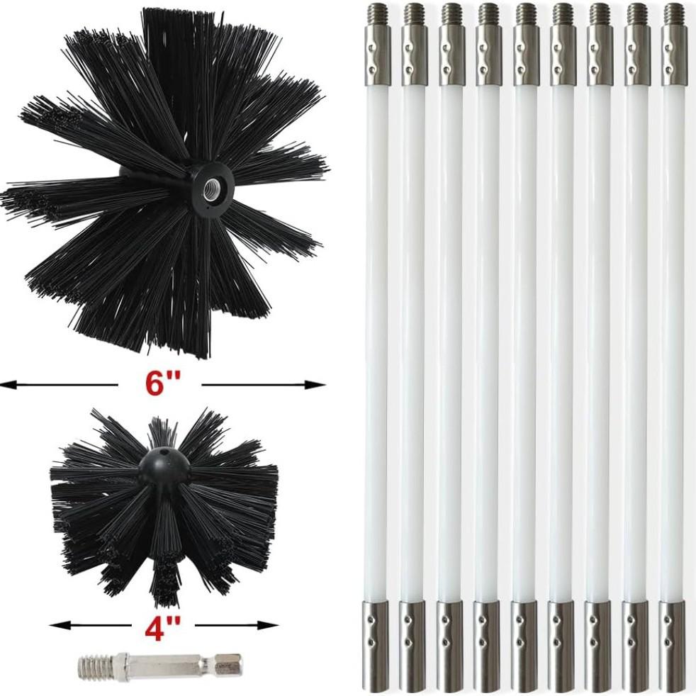 Extendable Hand-Bent Chimney, Duct, Boiler, and Range Hood Cleaning Brush
