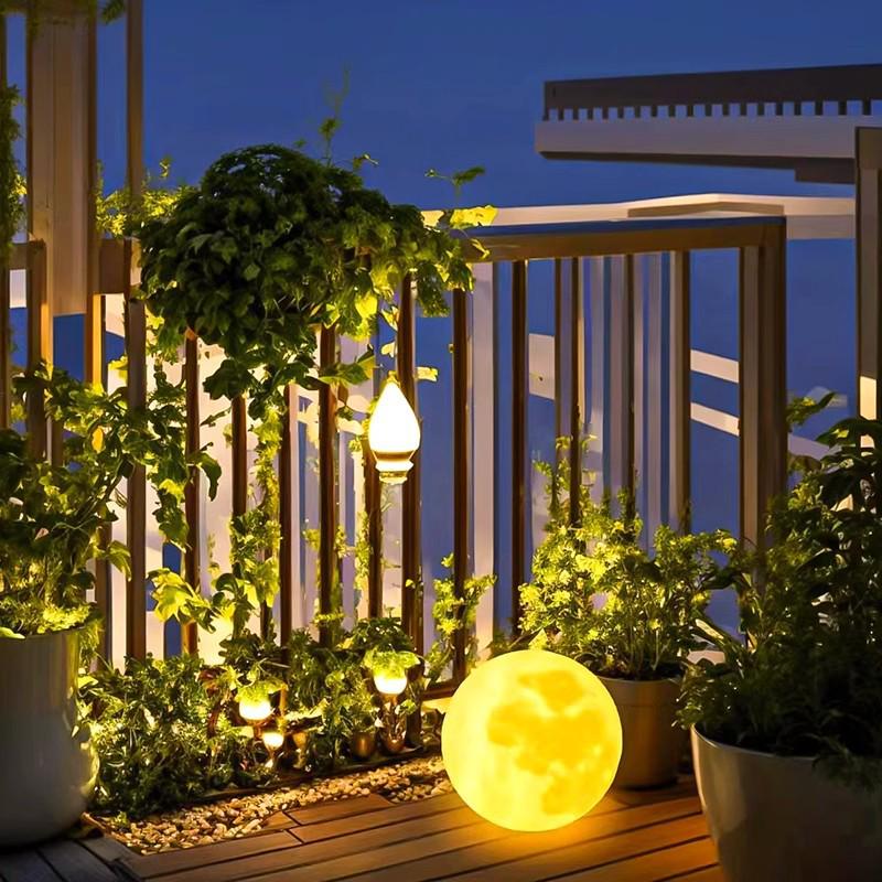 HuiXiang Dual-Powered Solar Moon Lamp for Outdoor Terrace & Garden - Waterproof Landscape & Lawn Light