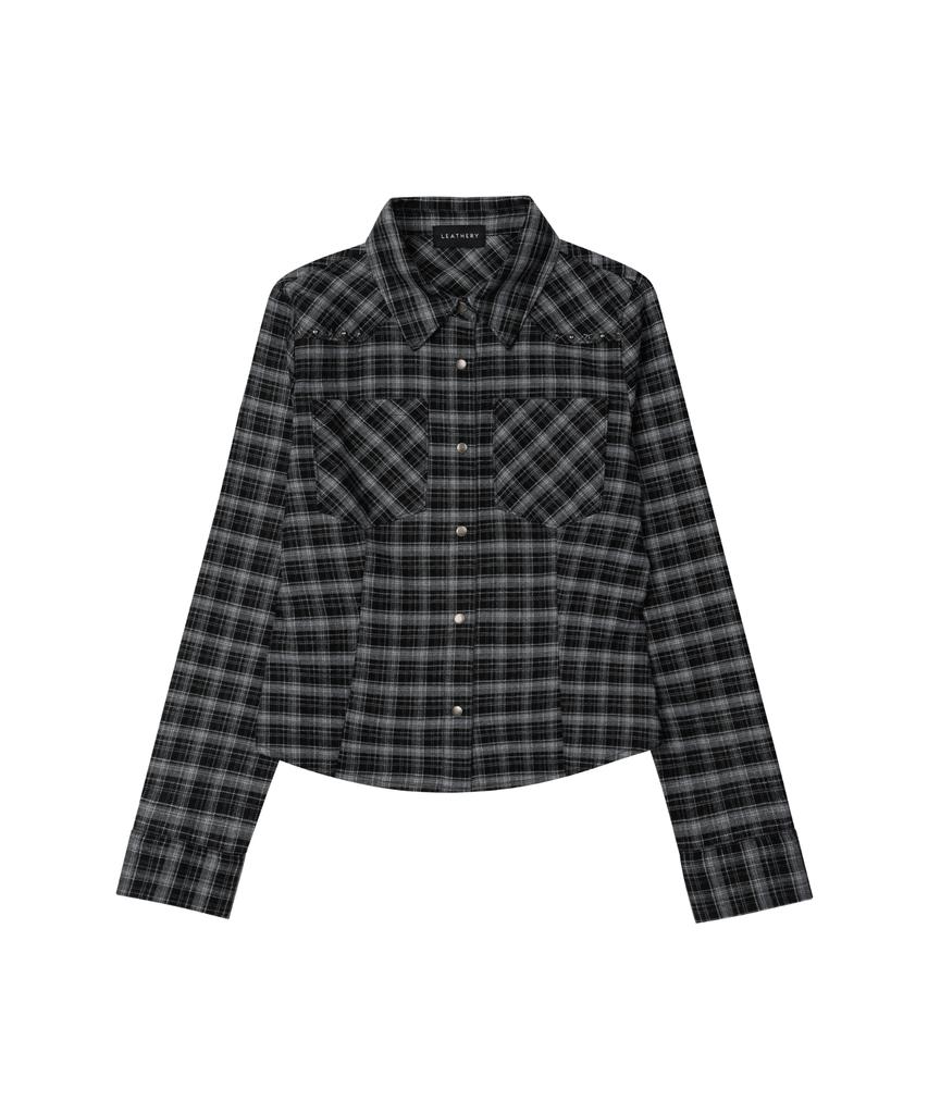 Ledeoli Check Western Slim Shirt [Black]