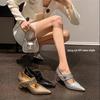 Fashion Spring 2025 Fashion Wedding Shoes Designer Pointed Horseshoe Heeled Women's Shoes Plus Size 43 Gold Silver Black