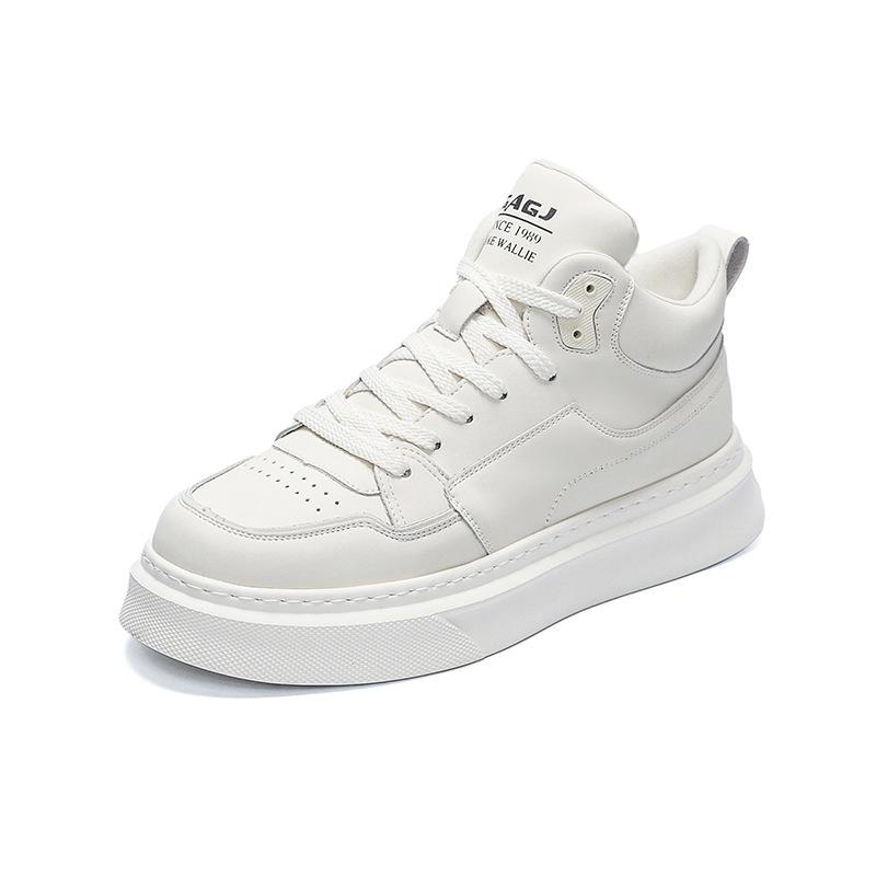 Klasyczne czarno-białe buty męskie high-top 2024 jesień i zima nowe buty sportowe i rekreacyjne gruba podeszwa podwyższające wygodne wszechstronne modne