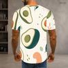 Mens Plus Size Round Neck Short Sleeve T Shirt White Fruit Leaf Printed Casual Tops