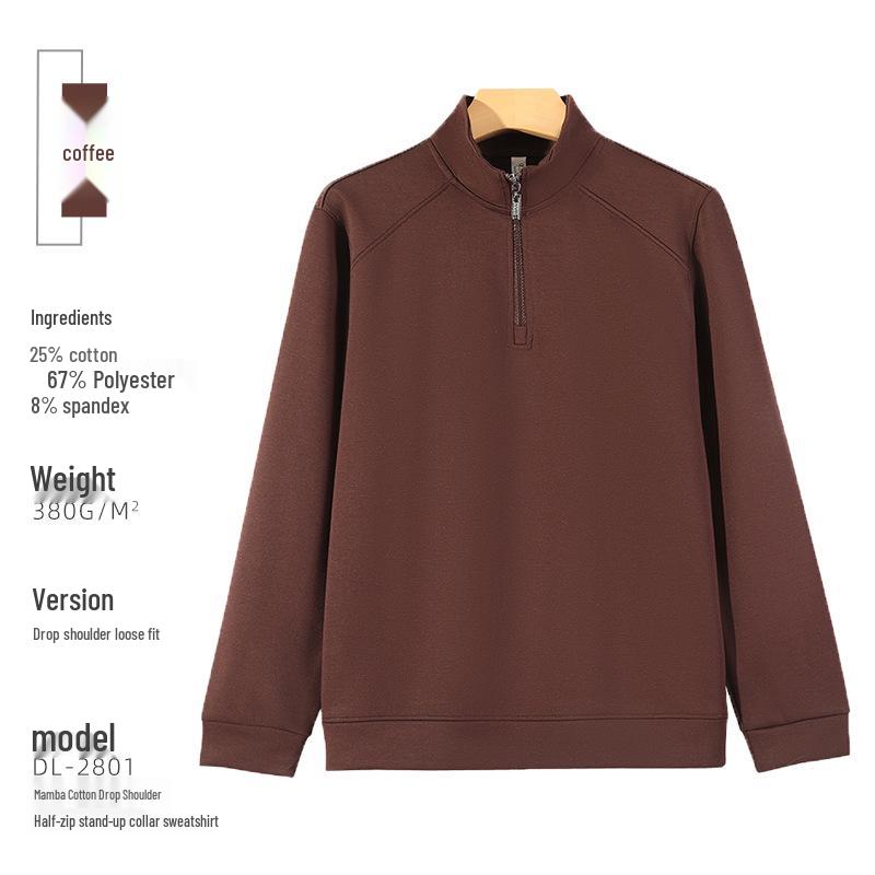 

American Trendy Embroidered Half-Zip Hoodie with Stand-Up Collar M
