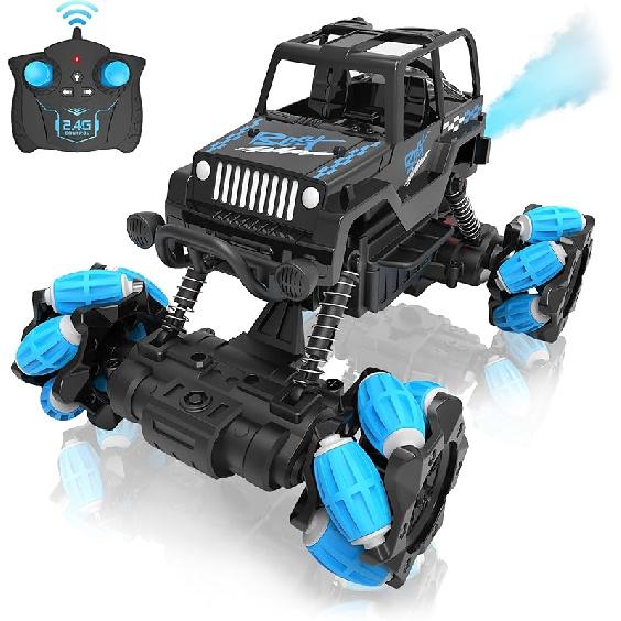RC Sideways Stunt Car, 2.4 Ghz Remote Control Drift Car, Features 360° Rotation, Spins, Spray, All Terrain 4WD RC Stunt Cars Toys for 6-12 Years
