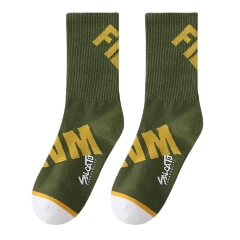 

Мужские весенние и осенние спортивные дезодорирующие подростковые носки из чистого хлопка для баскетбола 1 pair зелёный