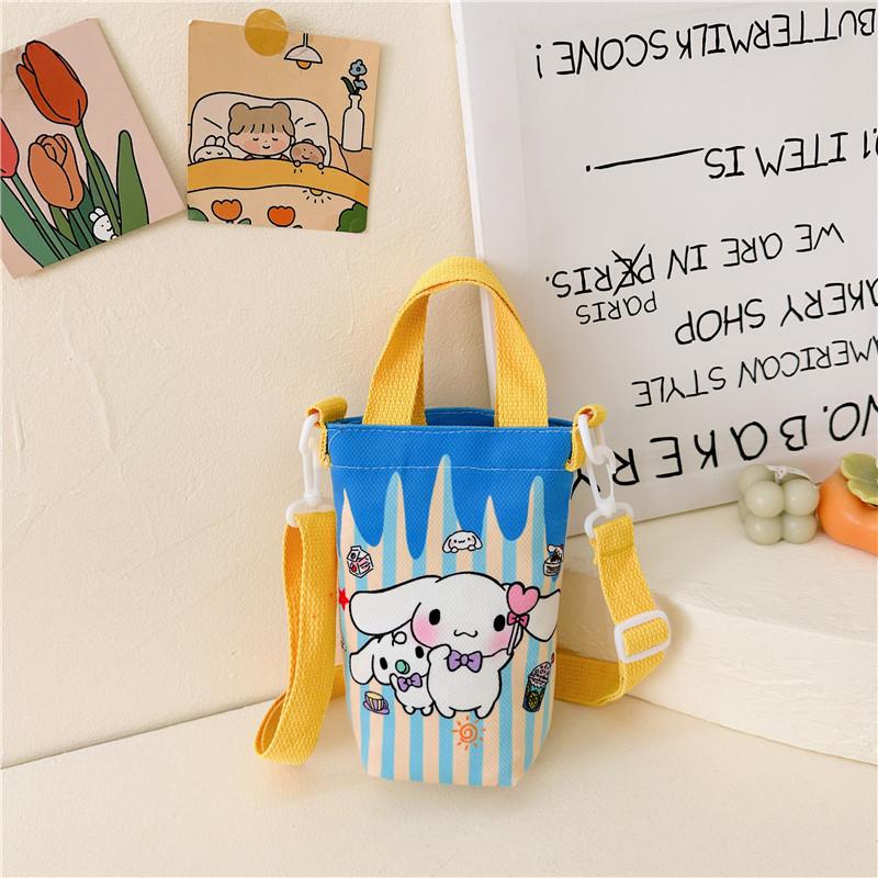 Fashion new children's bag cute girl large capacity water cup canvas bag baby shoulder messenger bag