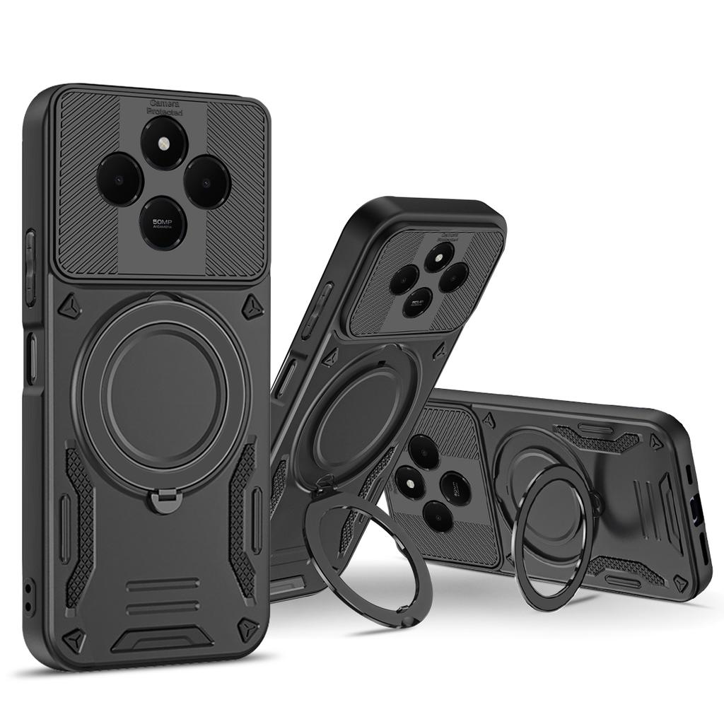 With Rotating Metal Stand For Magsafe Magnetic Case For XIAOMI Redmi 14C Hybrid Defender Hard Back Cover