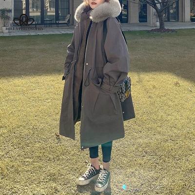 Women Winter  Cotton Padded Jacket with Plush Thickened Padded Long Parka Jacket Faux Fur Hooded Jacket