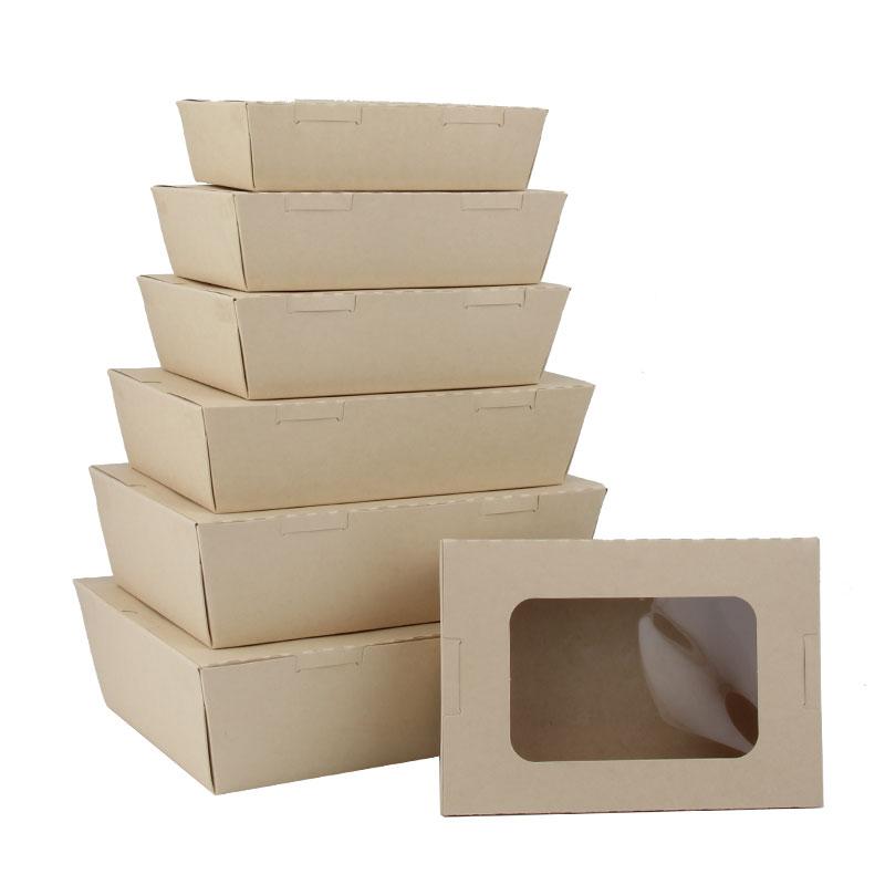 Factory Custom Size Picnic Party Kraft Paper Takeaway Food Lunch Boxes Fruit Bakery Food Grazing Box with Transparent Lid customized&customized белый