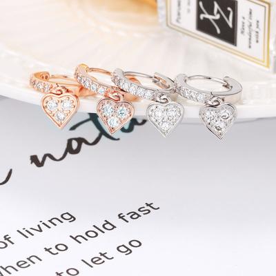 Brincos de Strass Amor Cor Ouro Rosa Novos Coreanos Super Brilho Temperamento Joias Femininas
