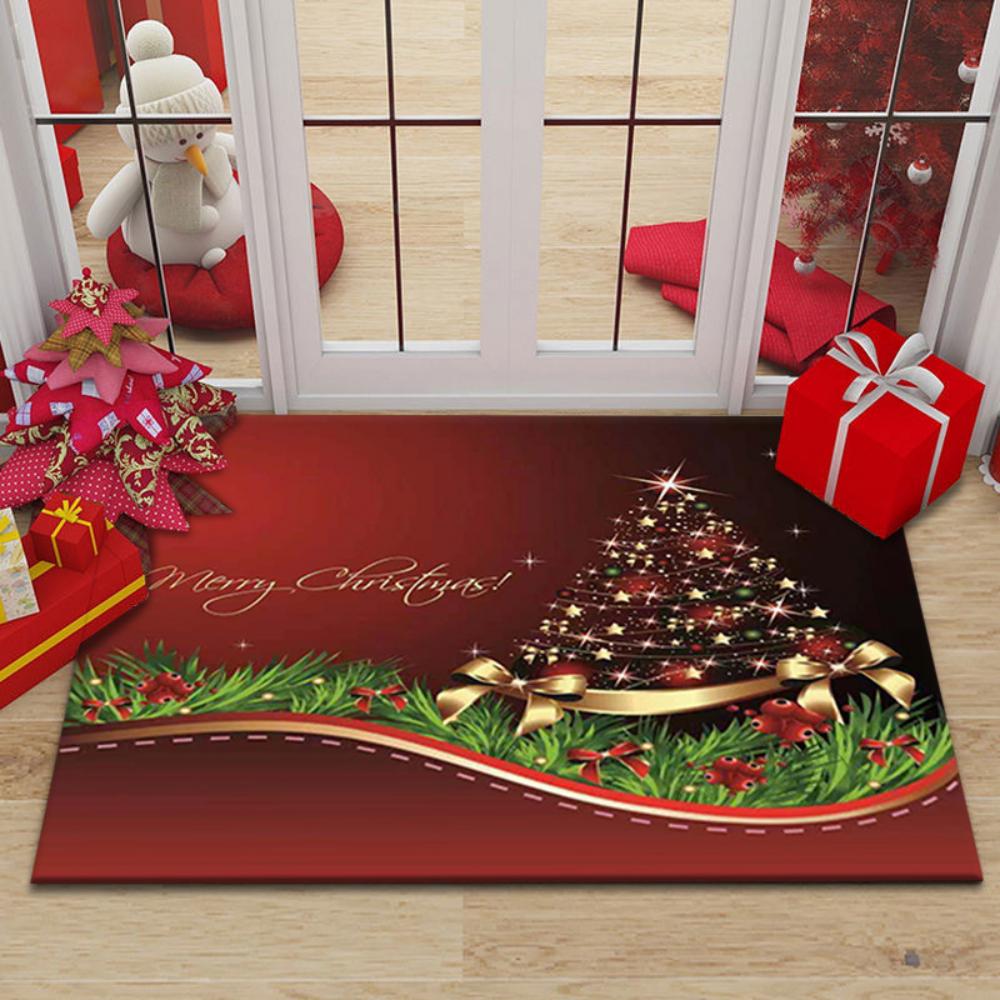 Merry Santa Holiday Design Doormat Durable Foot Mat for Festive Home Decor Hall Kitchen Living Room Bedroom Entry Mat