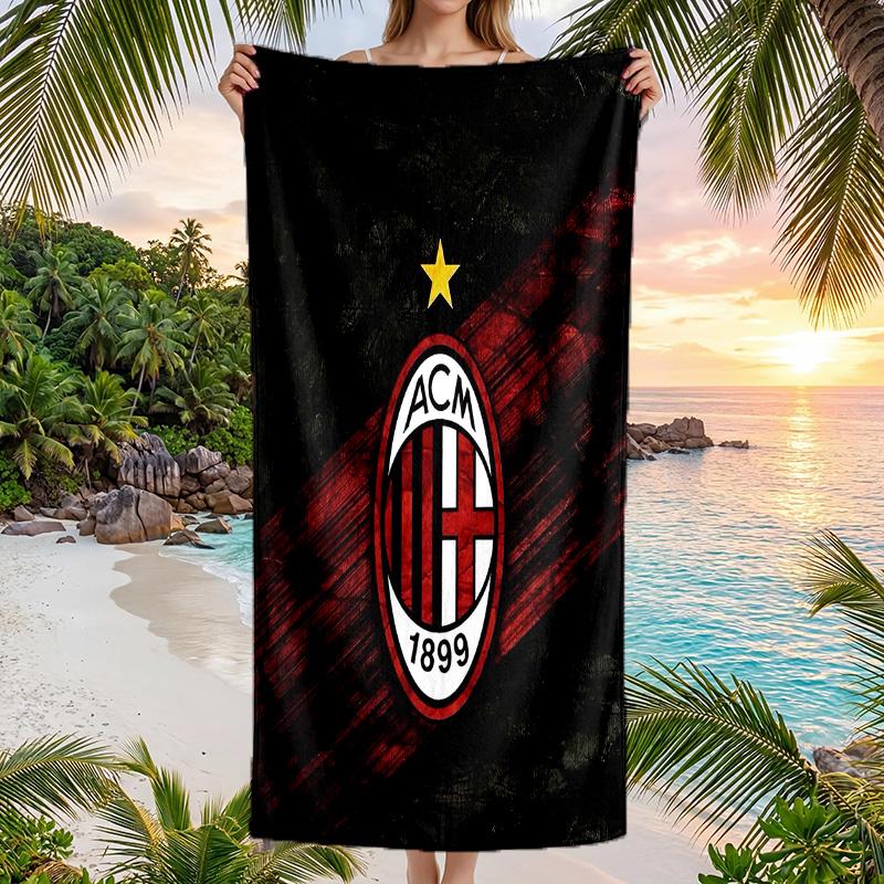 Asciugamano da Spiaggia AC Milan Morbido Microfibra Asciugamano Estivo Asciugatura Rapida Assorbente per Spiaggia Piscina Viaggio