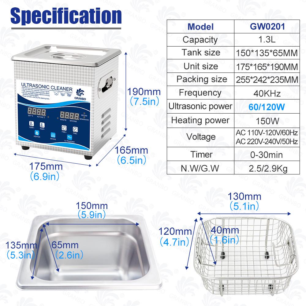 Industrial Ultrasonic Cleaner for Laboratory Use - High Power, Small Size, Ideal for Degreasing and Rust Removal