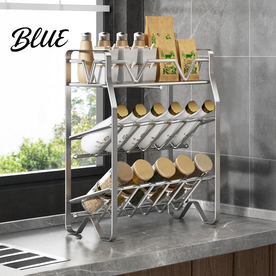 Countertop Spice Rack Stainless Steel Rack 2/3/4 Tier Condiment Organizer for Kitchen Counter Countertop Multi-purpose Multi-Layer Seasoning Bottle