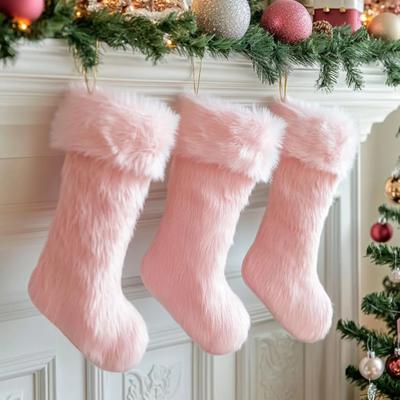 Christmas Furry Socks Gift Bag Imitation Rabbit Fur Stockings Christmas Tree Pendant Christmas Decorative Socks Gift Bags