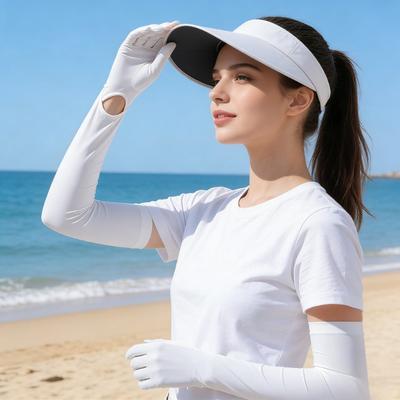 Guanti Protezione Solare, Maniche Ice Silk Resistenti ai Raggi UV da Donna, Sottili per Ciclismo, Outdoor, Con Touch Screen