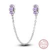 Real 925 Silver Stars & Moon Sunflower Safety Chains Spacer Beads Charms Fit Qikaola 925 Bracelets DIY Jewelry