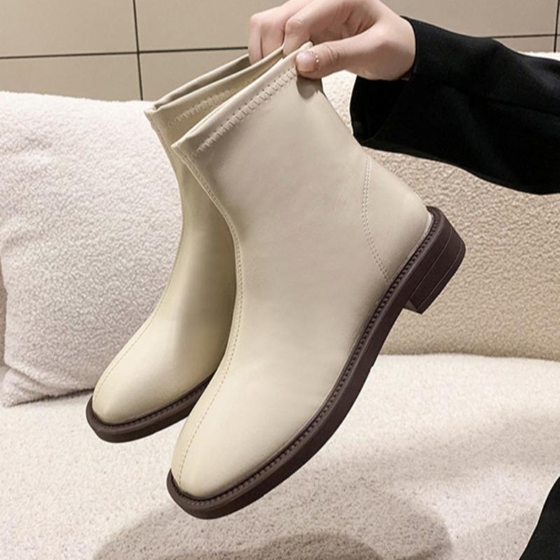 Damen Herbst- und Winter Vielseitige Weiches Leder Kurze Stiefel