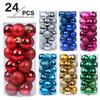 24-Pack Christmas Tree Decoration: Gold, Silver & Red Plastic Ornaments