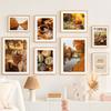 Autumn River Forest Pumpkin Coffee Squirrel Landscape Posters And Prints Wall Art Canvas Painting Pictures For Living Room Decor