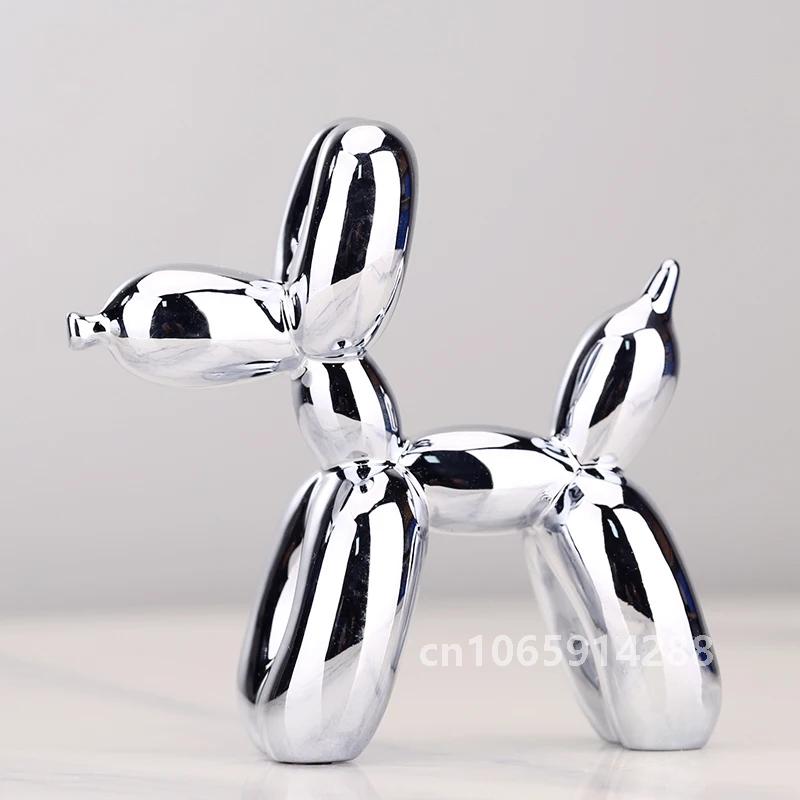 Electroplated Resin Dog Crafts Nordic Balloon Dog Ornament Puppy Sculpture Home Decor Living Room Desktop Modern Animal Statue