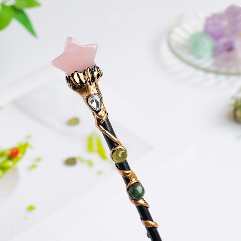 DIY Handmade Fairy Stick Crystal Ball Magic Scepter Creative Crystal Magic Wand Holiday Gift Star pink