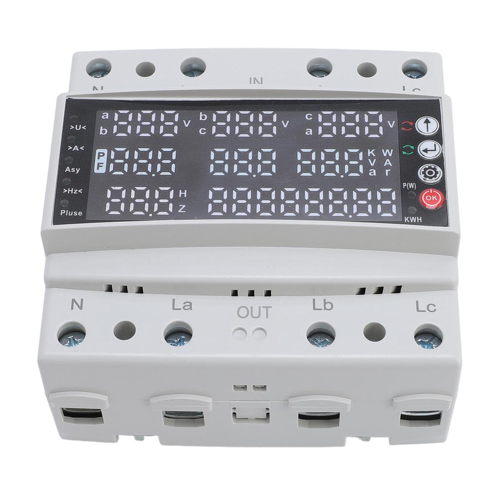 Voltage Protector, 100A 3 Phase Voltage Protective Device Multifunctional Current Protector Real Time Display High Measurement Accuracy Ove