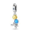 Copper Metal Blue series moon Plane Space series Glass Bead Components Clip Charm Bead Component Compatible With 4MM hole diamete Bracelet High