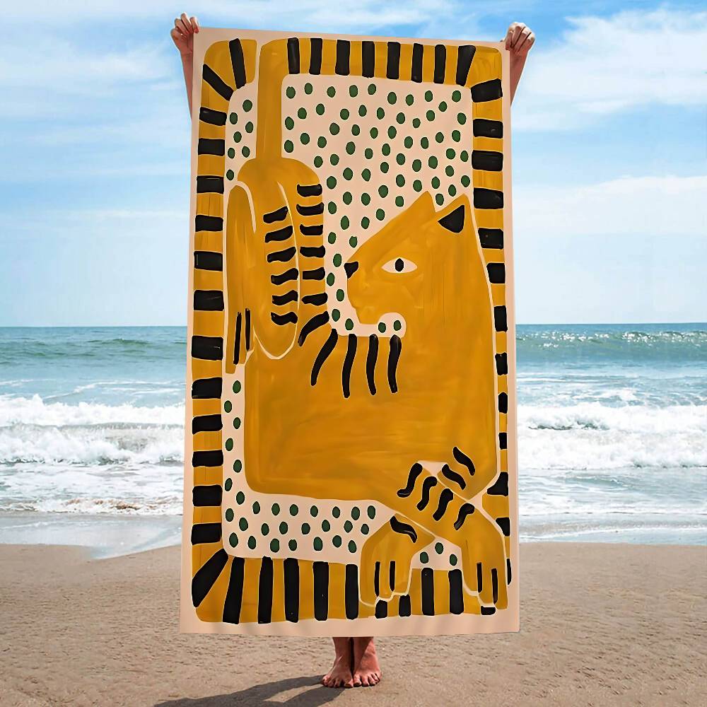 Ancient Egypt Tiger Leopard Beach Towel Colorful Bath Towels for Girl Microfiber Quick Dry Sand Free Beach Yoga Spa