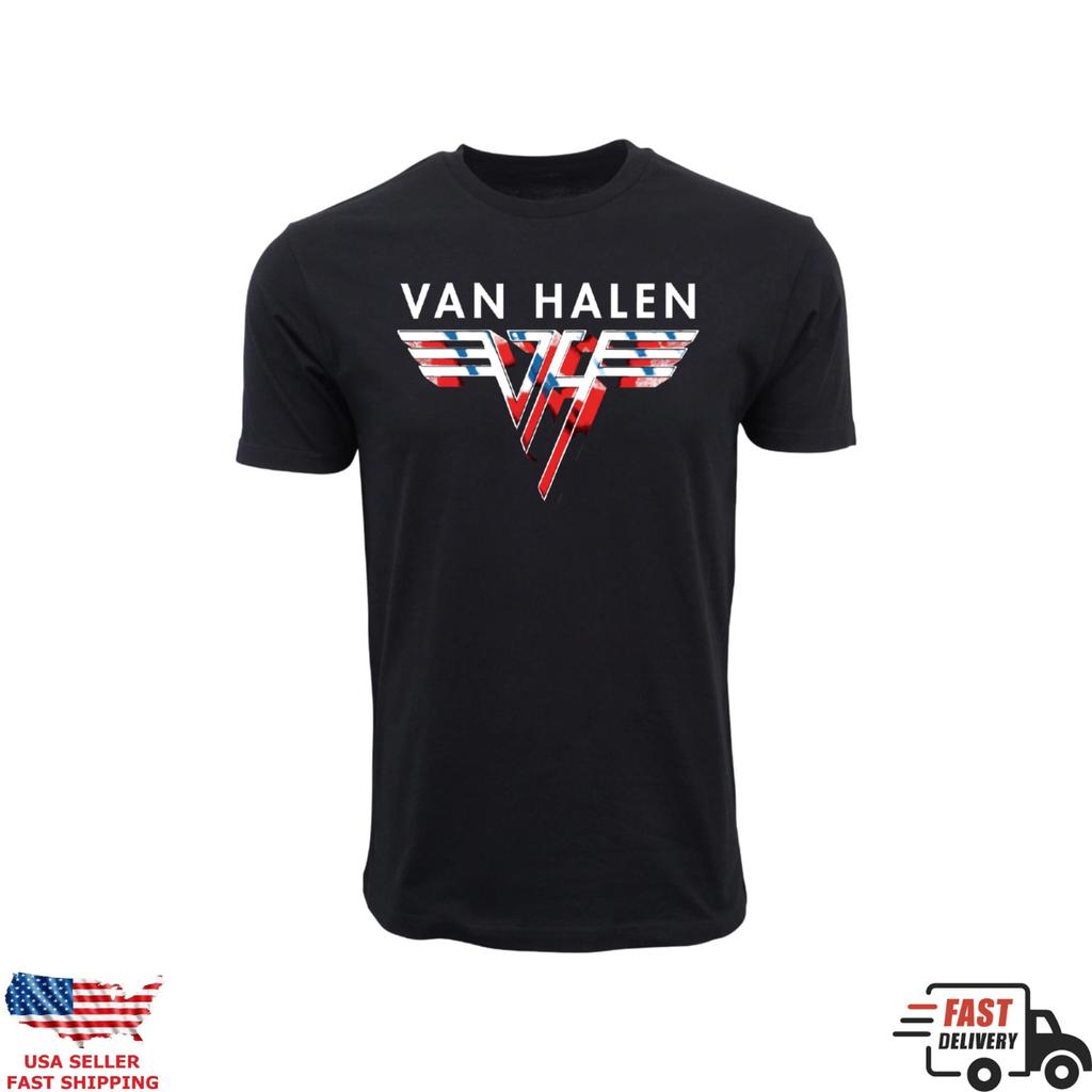 Van Halen Logo T Shirt Classic Rock Band Graphic Tee Black Unisex Size S-5XL