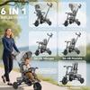 6 in 1 Foldable Kids Trike with Adjustable Parent Handle & Canopy for Ages 1-5, Grey