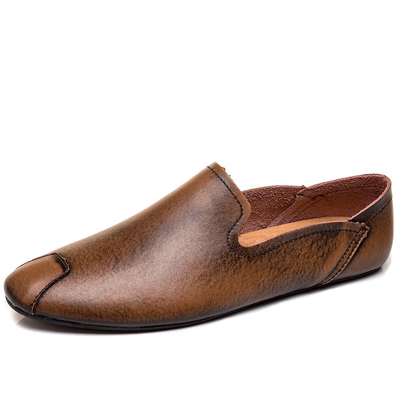 Herren Freizeitschuhe aus echtem Leder Slipper Herren Loafer Handgefertigt Mokassins Elegant Herren Fahrschuhe Freizeitspaziergang Boot Schuhe