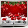 Șemineu de Crăciun Tapiserie mare Pom de Crăciun Om de zăpadă Pisica de desene animate Noapte Cer înstelat Pătură murală agățată