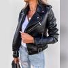 2025 Spring/Summer Women's PU Leather Motorcycle Jacket – Short Zipper Style