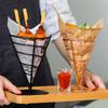 Stainless Steel French Fries Stand Snacks Display Rack Pizza Cone Holder Rack Fries Baskets Sauce Salad Dipping Cup Kitchen Tool