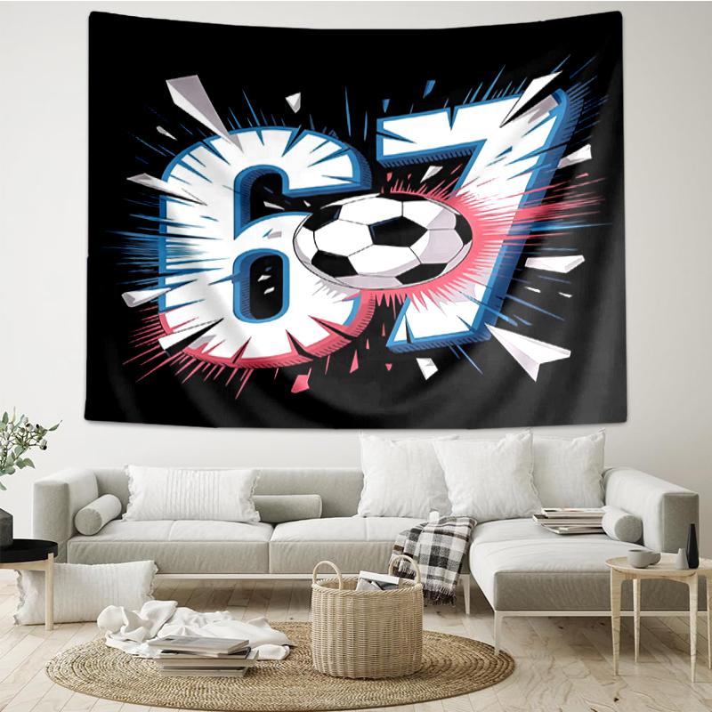 67 Print Tapestry, Backdrop, Easy Setup, Ideal for Bedroom, Office & Living Room, with Aesthetic Wall Hanging Decor.